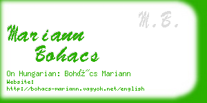 mariann bohacs business card